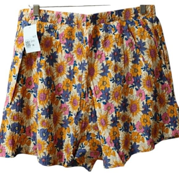Forever 21 Floral Orange and Blue Loungewear Shorts 1X - Picture 1 of 11